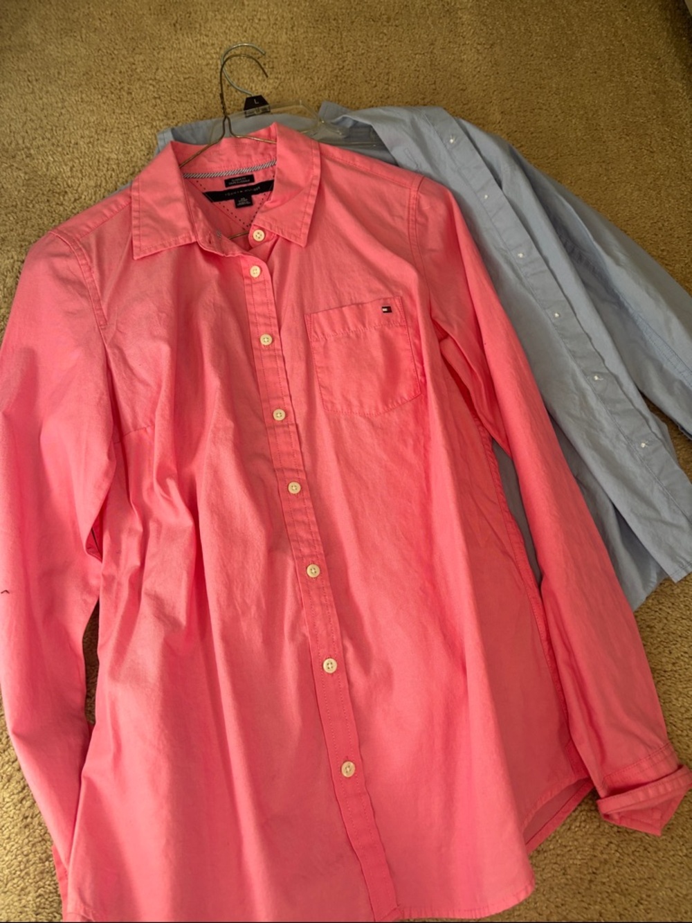 Tommy Hilfiger women’s  Coral Pink Long-Sleeve Button-Down Shirt